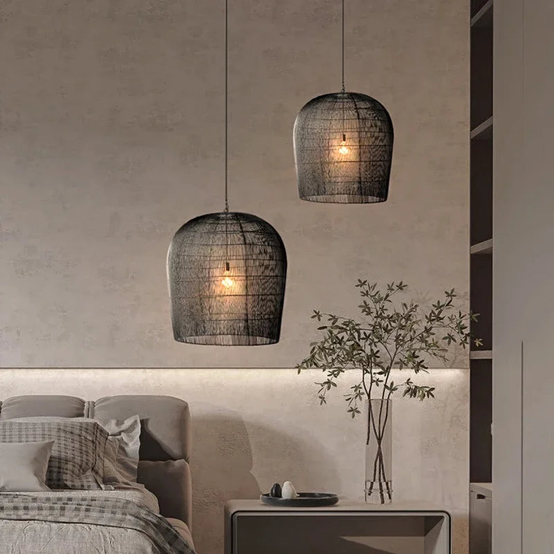 Afralia™ Rattan LED Pendant Chandelier for Dining Room, Bedroom, and Bar