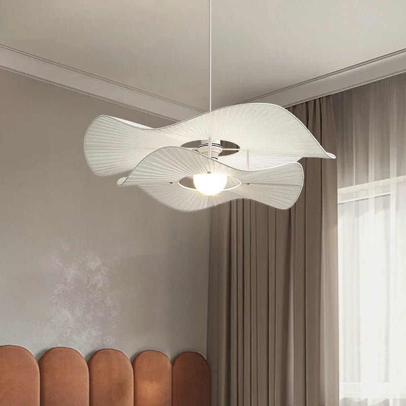 Afralia™ Pleated Fabric Pendant Lights E27 White Chandelier - Nordic 2 Layer Design
