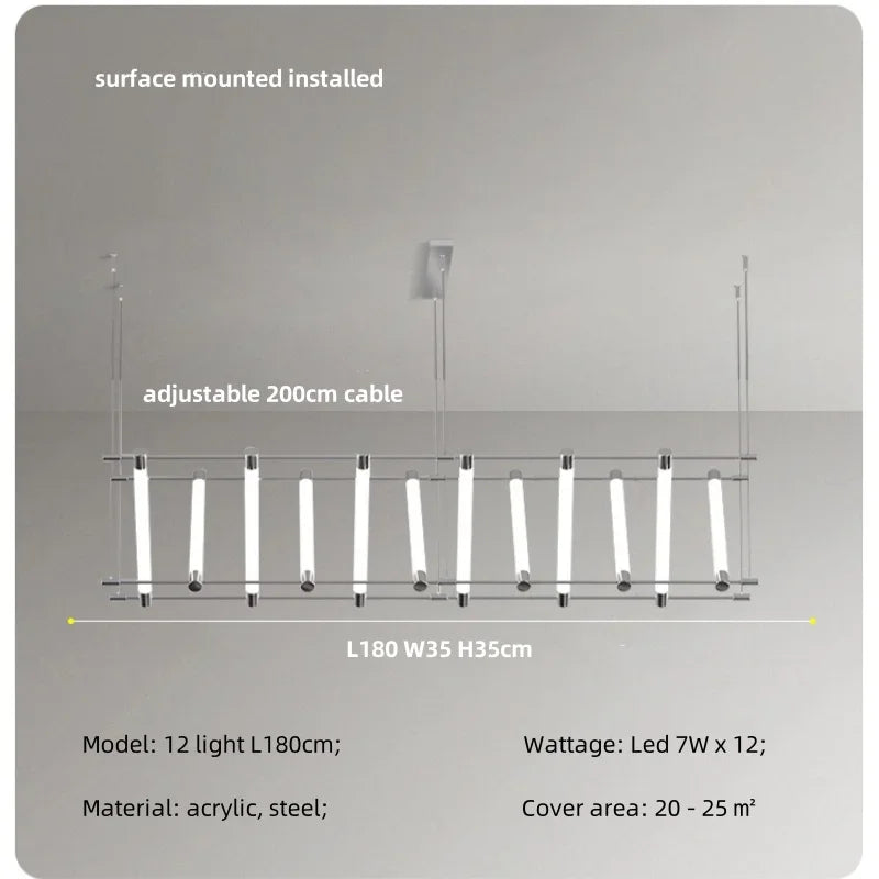 Afralia™ Modern Steel Bar LED Pendant Lights for Kitchen Island, Minimalist Acrylic Hanging Lamp Fixture