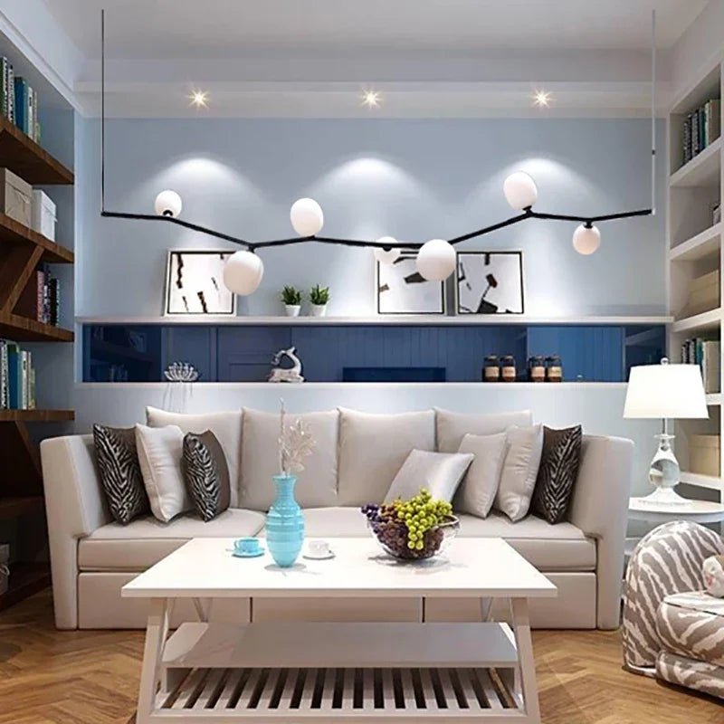 Afralia™ Glass Branch Chandelier: LED Home Decor Lighting for Living Room & Dining Table