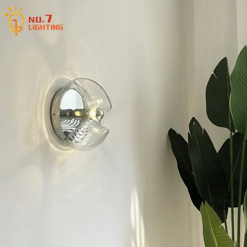 Afralia™ Bauhaus Wavy Glass Wall Lamp LED G9 Home Decor Living Room Bedroom Bar