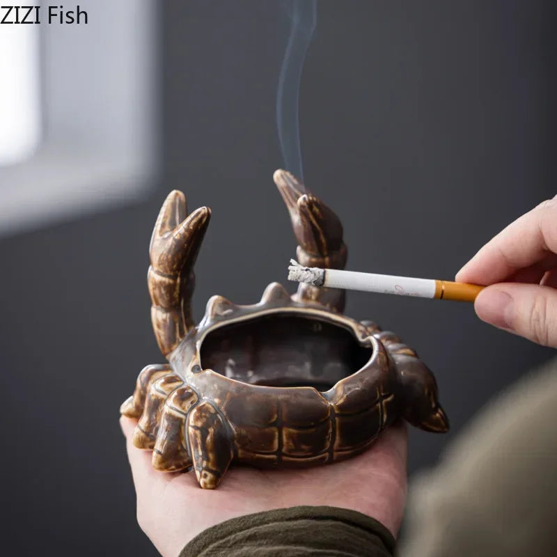 Afralia™ Crab Ceramic Ashtray & Phone Holder: Stylish Desk Decor & Smoking Accessories Gift