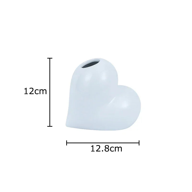 Afralia™ Heart Ceramic Vase Modern Floral Arrangement Desk Decoration Aesthetic Decor