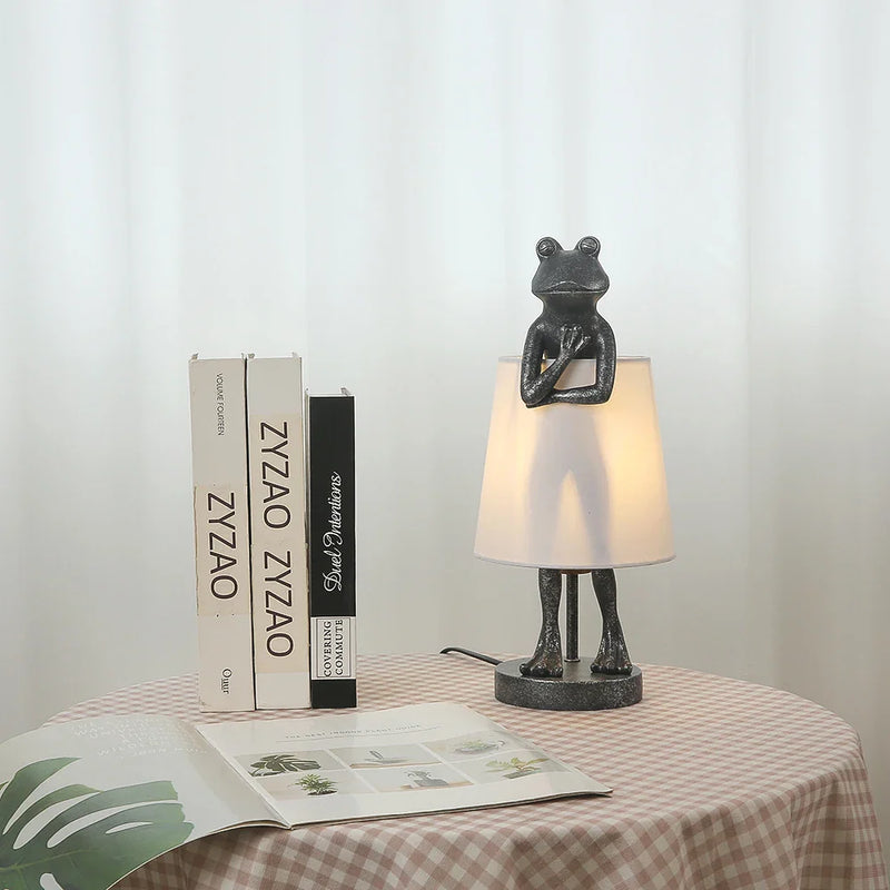 Afralia™ Frog Resin Desk Lamp: Retro Design LED Bedroom Lighting Fixture