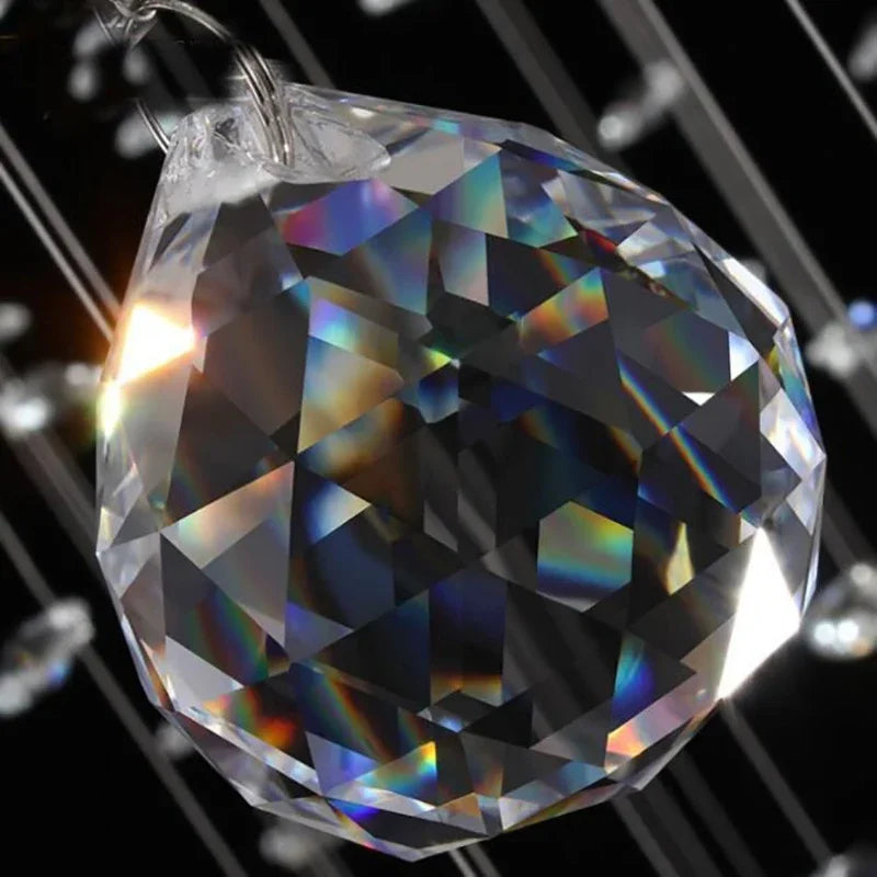Afralia™ Round Crystal Chandelier LED Light Fixture for Luxury Decor in Living Room