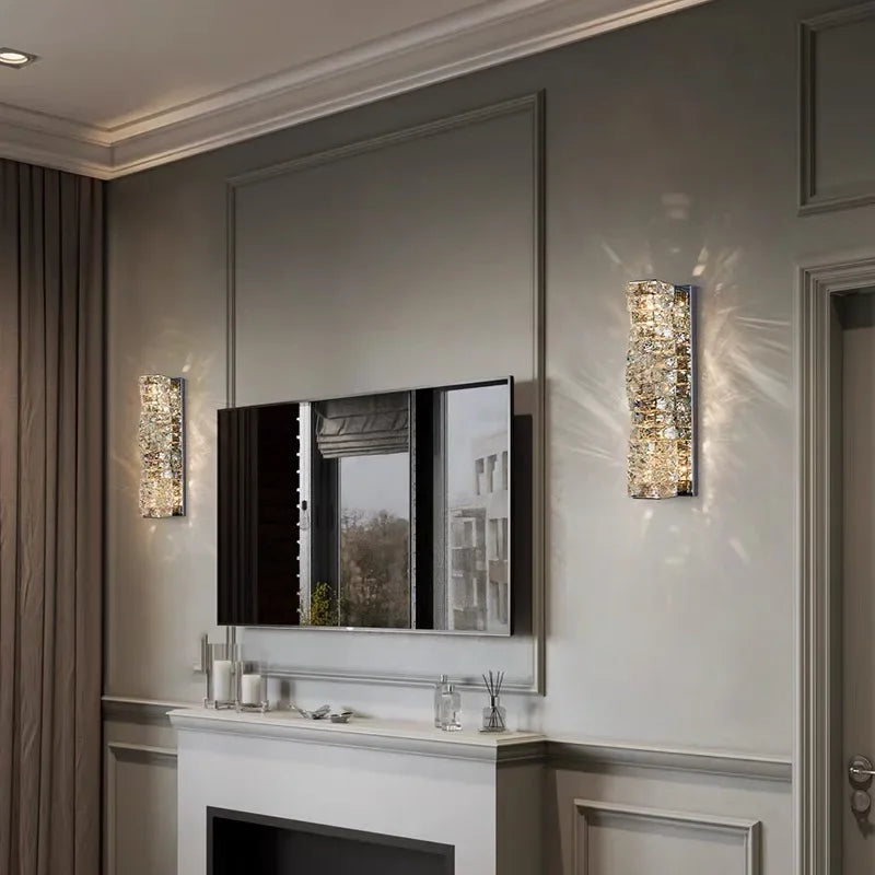 Afralia™ Crystal LED Wall Light: Modern Luxury Sconce for Living Room, Aisle, Bedside