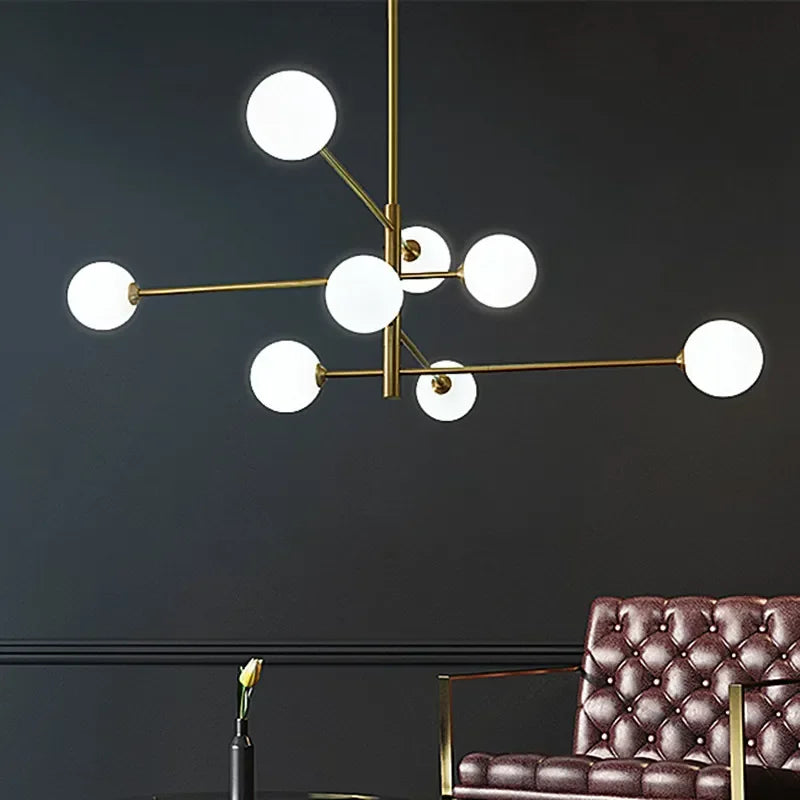 Afralia™ Modern Glass Ball LED Ceiling Chandelier for Bedroom Living Dining Room Lighting