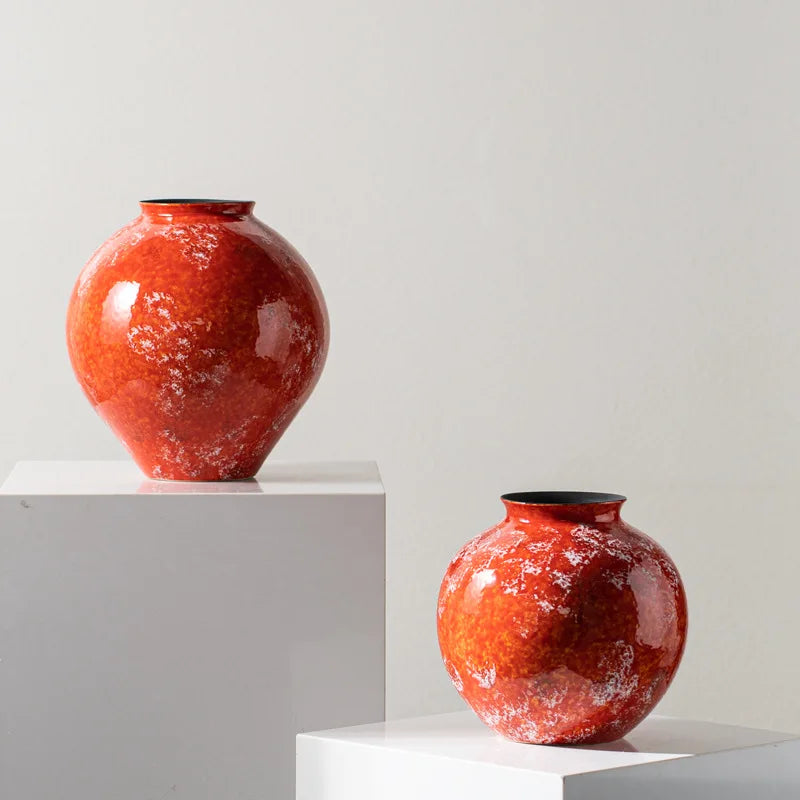 Afralia™ Red Porcelain Vase: The Kiln Turns Red Glaze Flower Vase & Terrarium