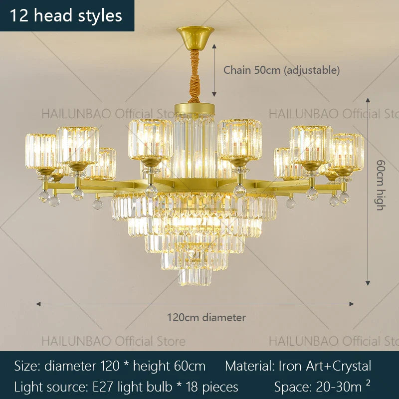 Afralia™ Crystal Chandelier: Elegant Retro Lighting for Living Room, Bedroom, and Dining Area