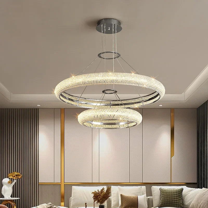 Afralia™ Elegant Chrome Crystal Chandelier for Dining Room Living Room Bedroom Hallway