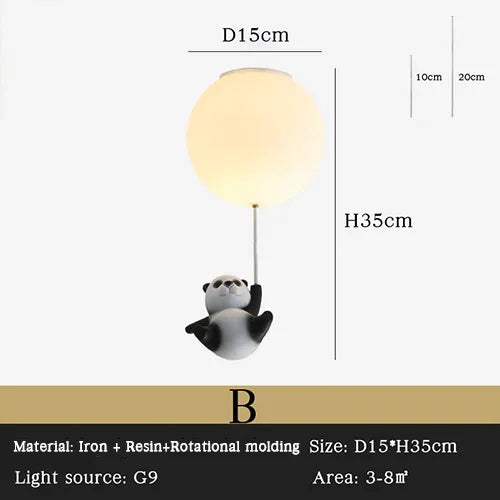 Afralia™ Kids Bear LED Ceiling Chandelier, Cute Bedroom Pendant Light for Boys and Girls