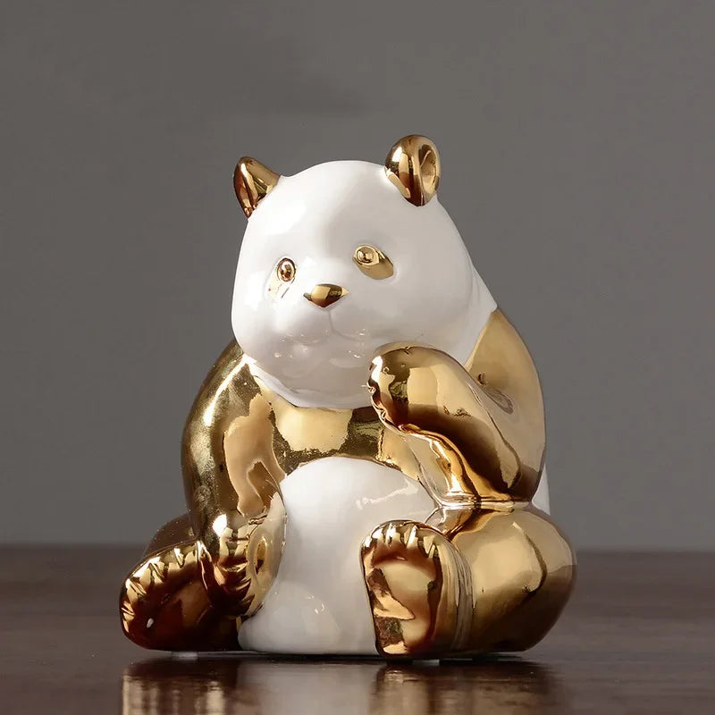 Afralia™ Panda Ceramic Crafts Decoration for Home and Office