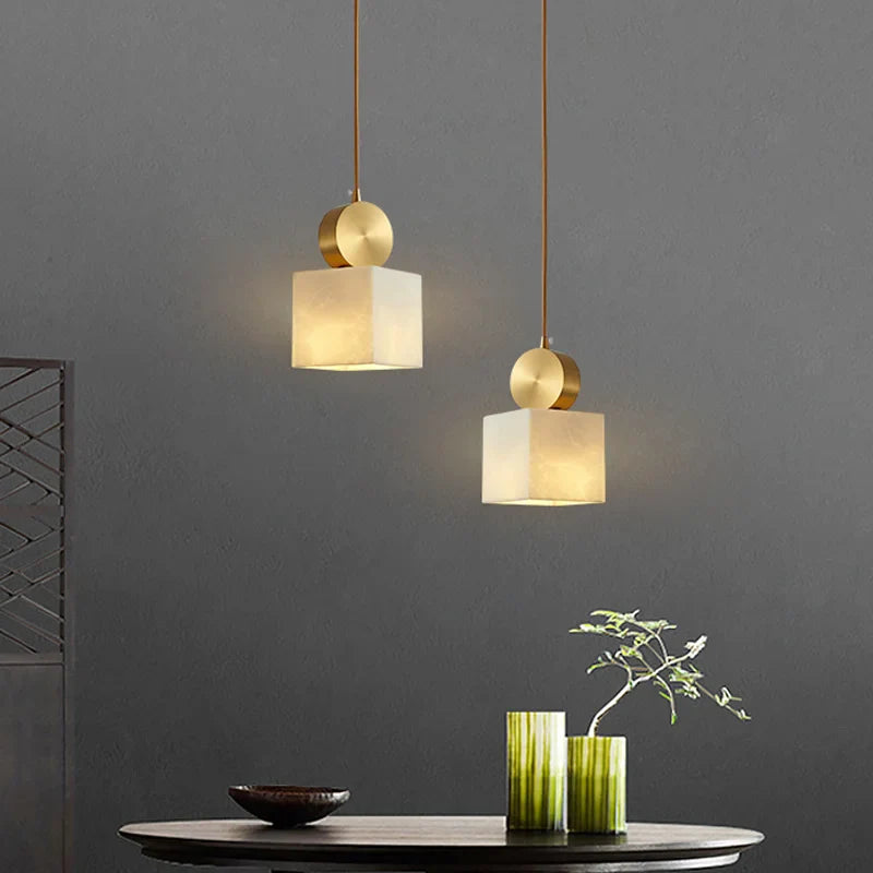 Afralia™ Golden Luxury Marble Pendant Lamp for Dining Table and Bedside Chandelier