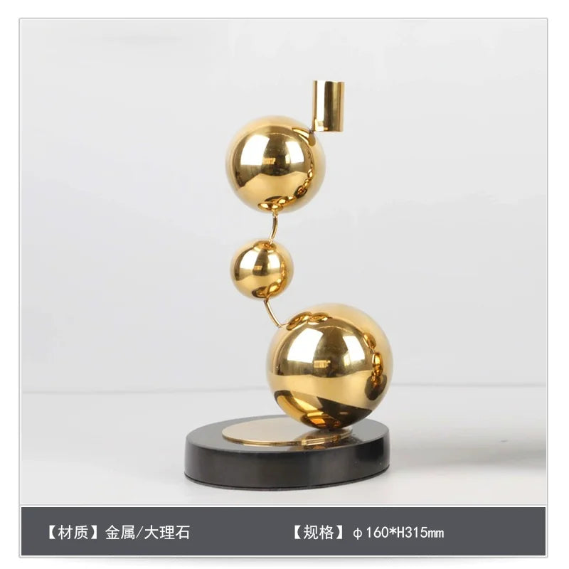 Afralia™ Nero Marquina Marble Candle Holder with Gold Stainless Steel Finish