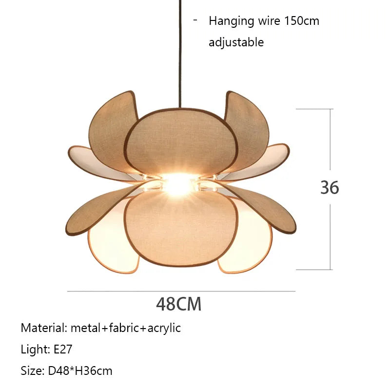 Afralia™ Wabi Sabi Fabric Petals LED Chandelier Pendant Lights, Home Decor Hanging Lamp