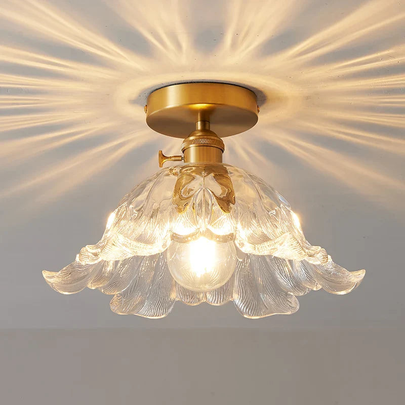 Afralia™ Glass Copper LED Ceiling Light - Simple Art Decorative Chandelier