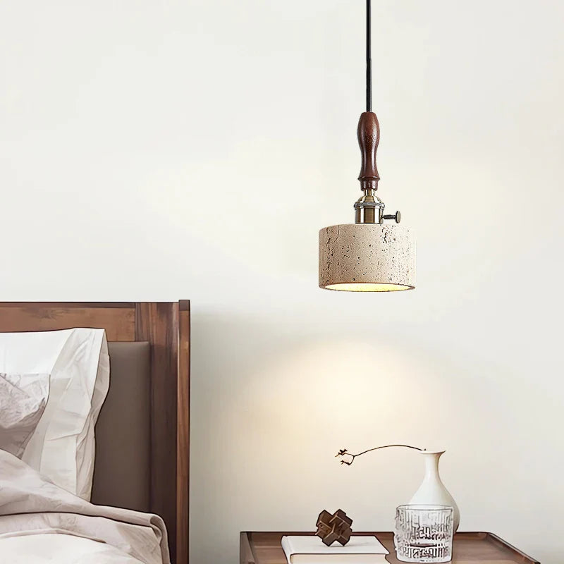 Afralia™ Yellow Travertine LED Hanging Lamps for Living Room, Bedroom, and Dining Room
