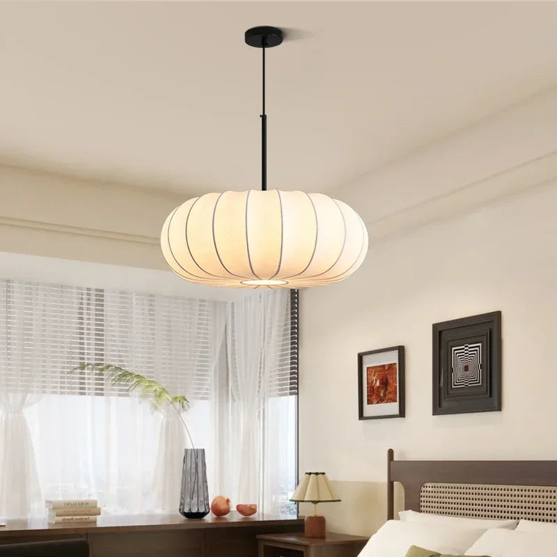 Afralia™ Silk Pendant Light | Elegant LED Chandelier for Dining Room and Bedroom
