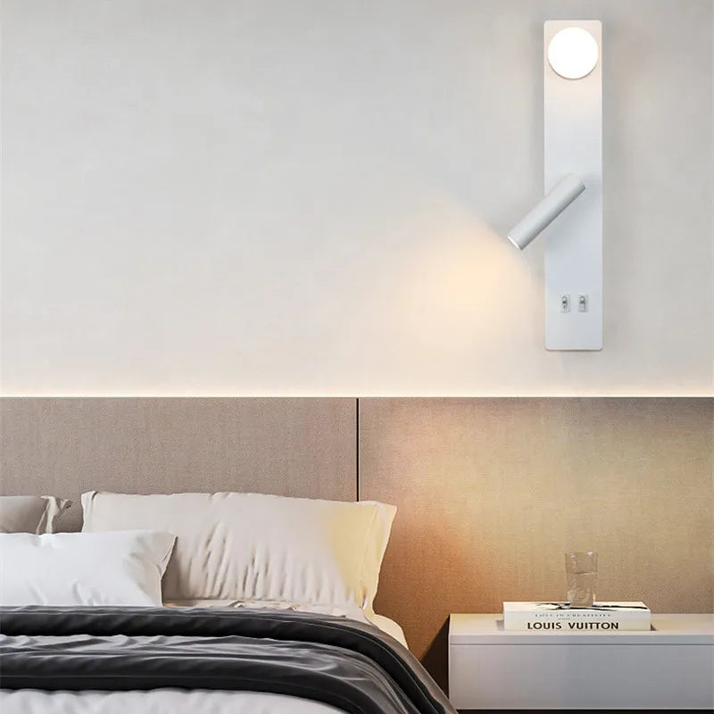 Afralia™ Black Rotatable Wall Lamp with Switch | High-End Modern Minimalist Bedroom & Living Room Lighting