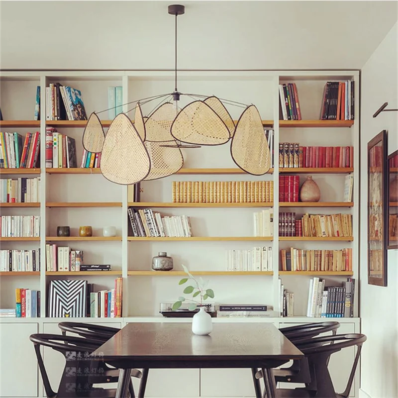 Afralia™ Nordic Bamboo Leaf Chandelier for Living Room and Kitchen