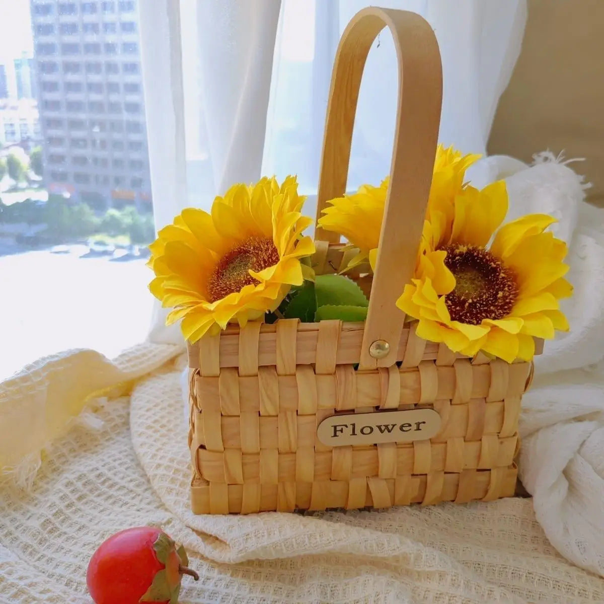 Afralia™ Handmade Bamboo Flower Basket Decor | Decorative Flowers Cachepot