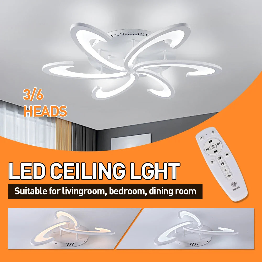 Afralia™ Flower Ceiling Lamp: Modern Chandelier Acrylic RC Dimming Pendant Light Fixture