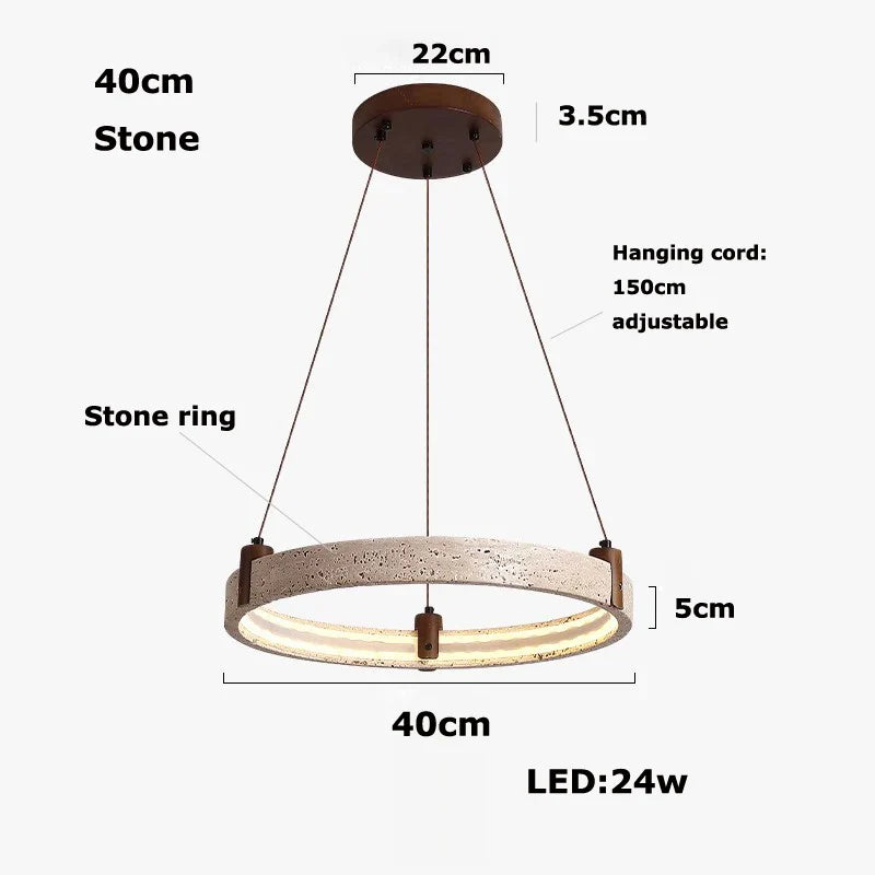 Afralia™ Stone Wood Ring LED Chandelier for Foyer Bedroom