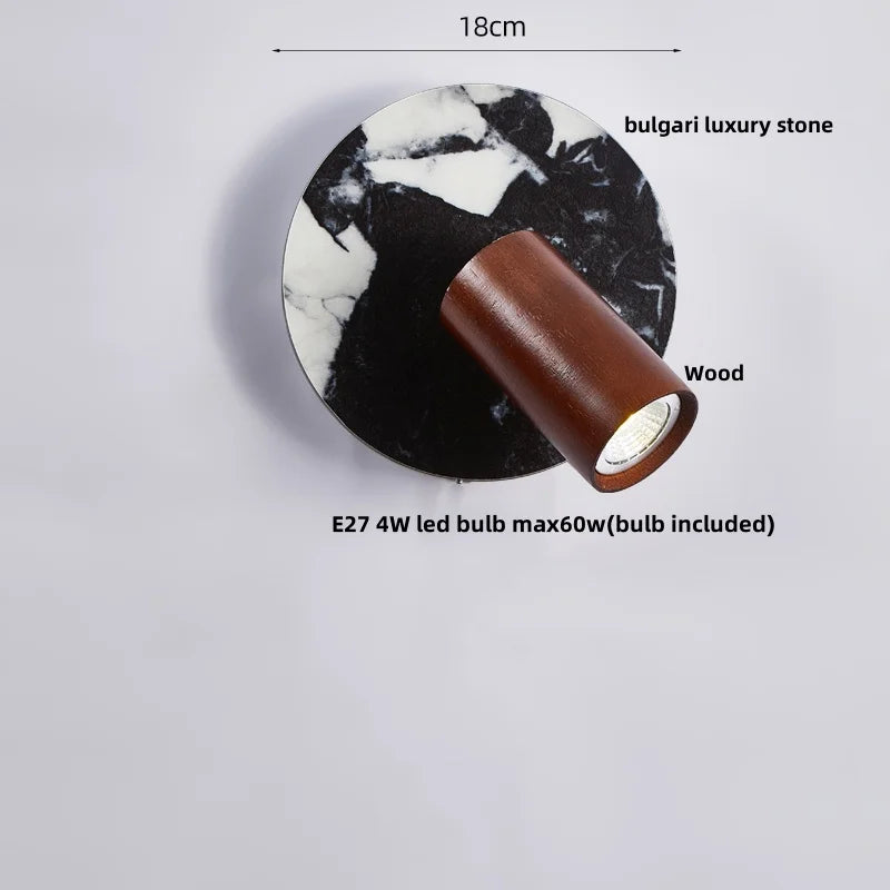 Afralia™ Wood & Stone LED Wall Lights - Modern Nordic Style for Home Decor