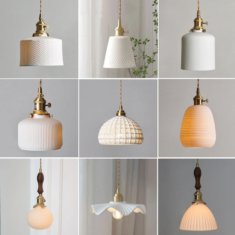 Afralia™ Japanese Ceramic Pendant Light Scandinavian Style Luxury Lamp