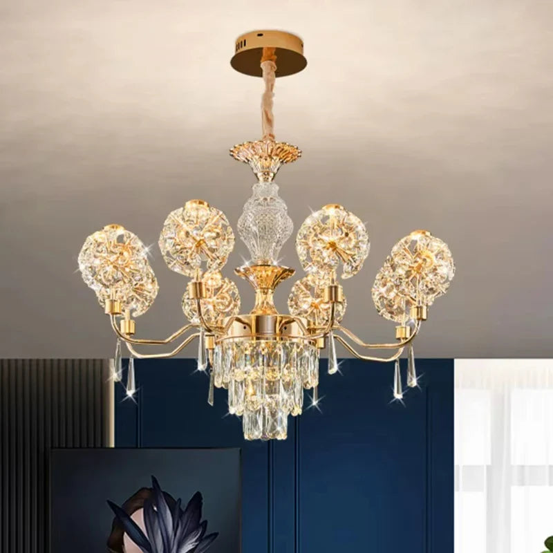 Afralia™ Crystal Chandelier Pendant Light for Luxury Living Room and Bedroom Decor