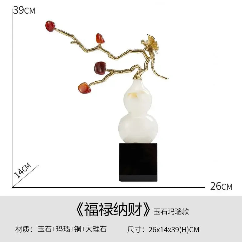 Afralia™ Crystal Jade Gourd Wealth Ornament - Modern Light Luxury Accent Piece