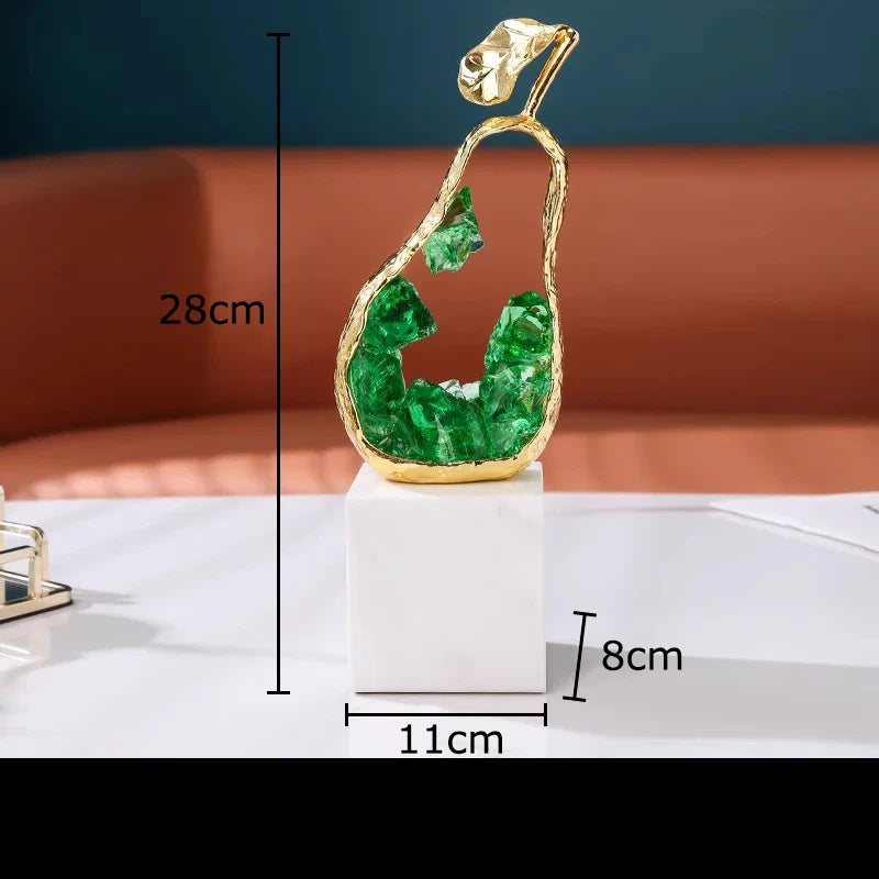 Afralia™ Gold-plated Apple/Pear Alloy Ornaments for Living Room Desk Decoration