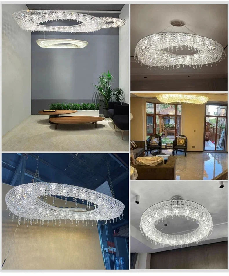 Afralia™ Crystal Chandelier: Modern Luxury LED Pendant Light for Living Dining Room