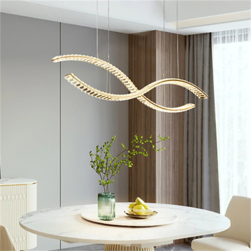 Afralia™ Modern Crystal LED Chandelier for Dining Room Luxury Kitchen Island Light