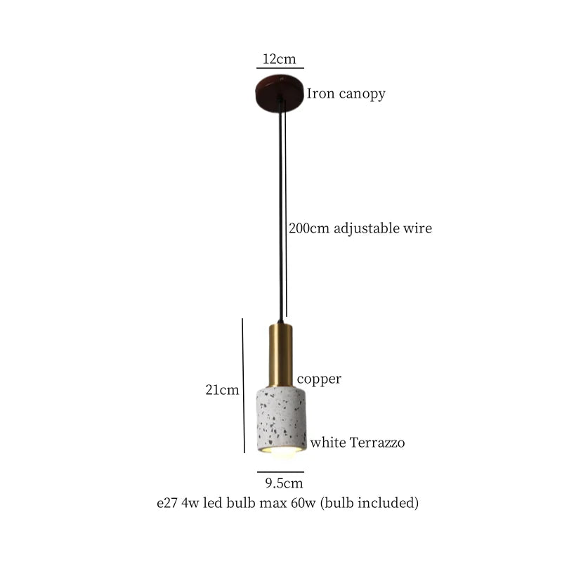 Afralia™ Terrazzo LED Pendant Light - Modern Wabi Sabi Interior Lighting for Living Room