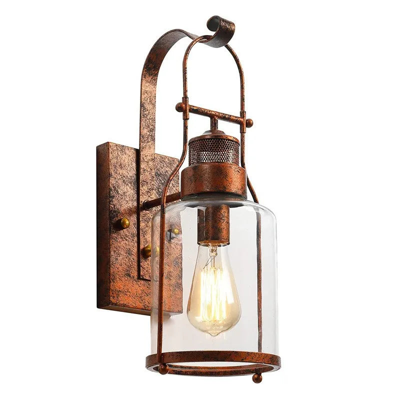 Afralia™ Vintage Iron Outdoor Wall Lamp for Garden, Aisle, and Balcony