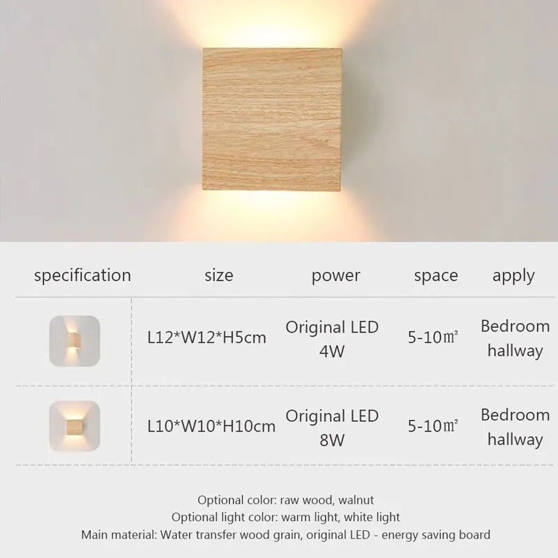 Afralia™ Walnut Wood LED Wall Lamp for Bedroom Living Room Study Staircase §