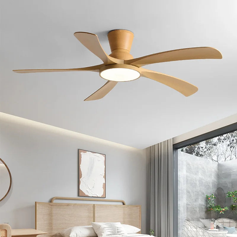 Afralia™ Modern Black Low Floor Ceiling Fan Light with DC Remote Control and LED - 60 Inch