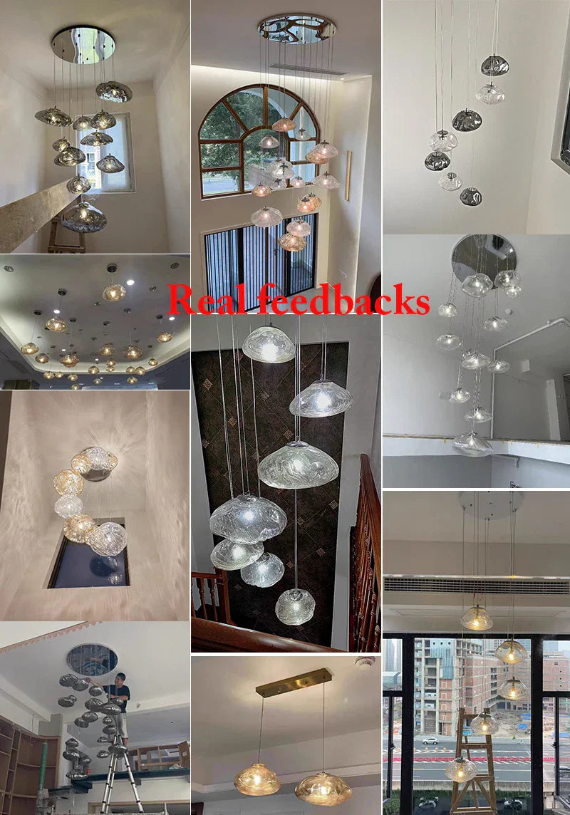 Afralia™ Glass Pendant Light: Nordic Chandelier for Living Dining Room Restaurant Loft Stairwell