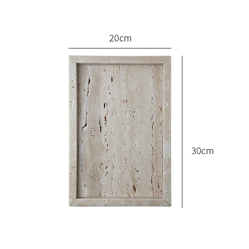 Afralia™ Travertine Stone Vanity Tray for Perfume, Candles, Jewelry, Coffee Table