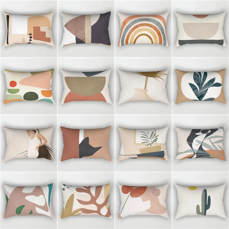Nordic Abstract Leaves & Plant Print Pillowcase by Afralia™ - Modern Geometric Home Decor