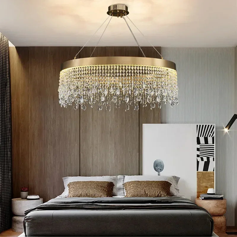 Afralia™ Crystal Circle LED Chandelier for Luxury Living Room Décor