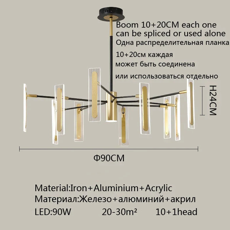 Afralia™ Gold Crystal LED Chandelier for Living Room, Dining, Kitchen - Modern Luxury Style
