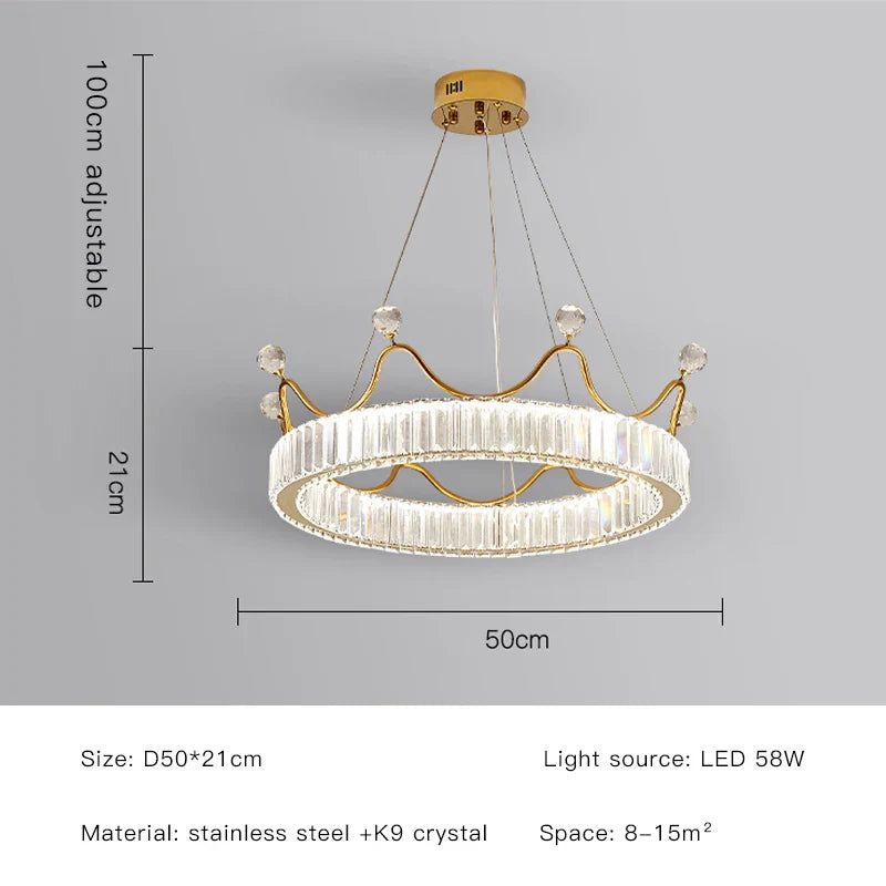 Afralia™ Crown Petal LED Crystal Chandelier - Luxury Nordic Design for Girls' Bedroom