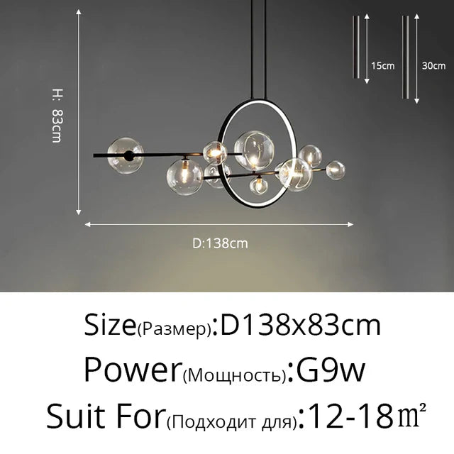 Afralia™ Modern Black LED Chandelier Pendant Light for Living Kitchen Dining Room