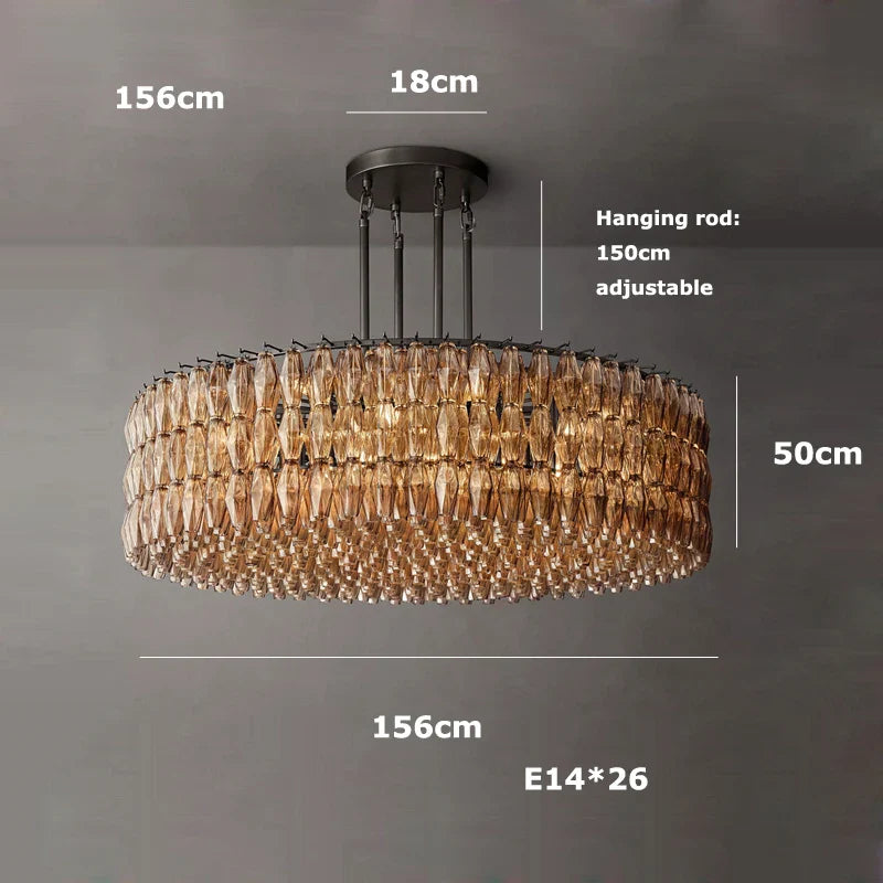 Afralia™ Glass Shade LED Chandelier Hanging Ceiling Light for Dining Room