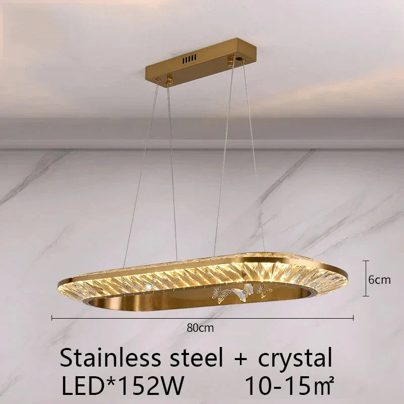 Afralia™ LED Crystal Chandelier for Elegant Room Decor, Flying Disc Ring Ceiling Light