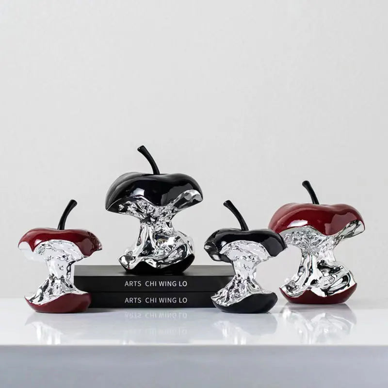 Afralia™ Silver Apple Resin Handicraft Decorative Figurine for Room Decoration
