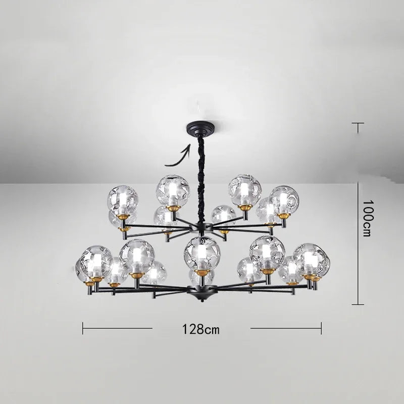 Afralia™ Nordic Glass Ball LED Chandelier for Ceiling Lighting in Living Room and Bedroom