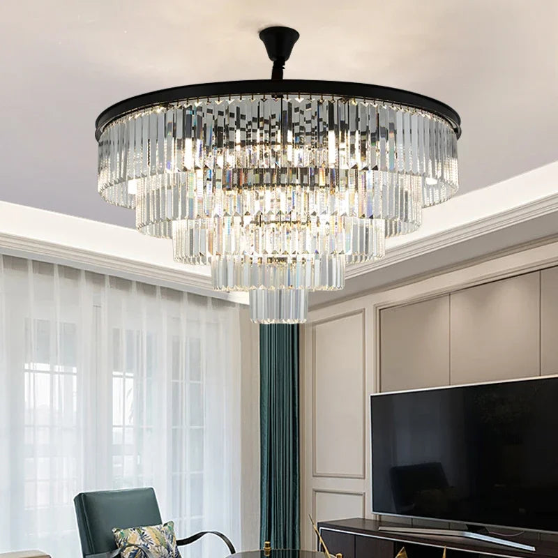 Afralia™ Crystal Gold Chandelier: Modern Living Room Bedroom Decor Lighting